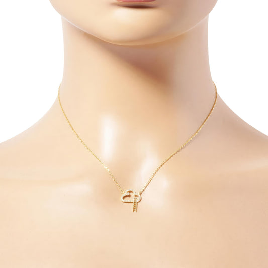 Gold Dipped Cloud Pendant Necklace: A close-up image of a necklace featuring a pendant in the shape of a cloud, dipped in gold.